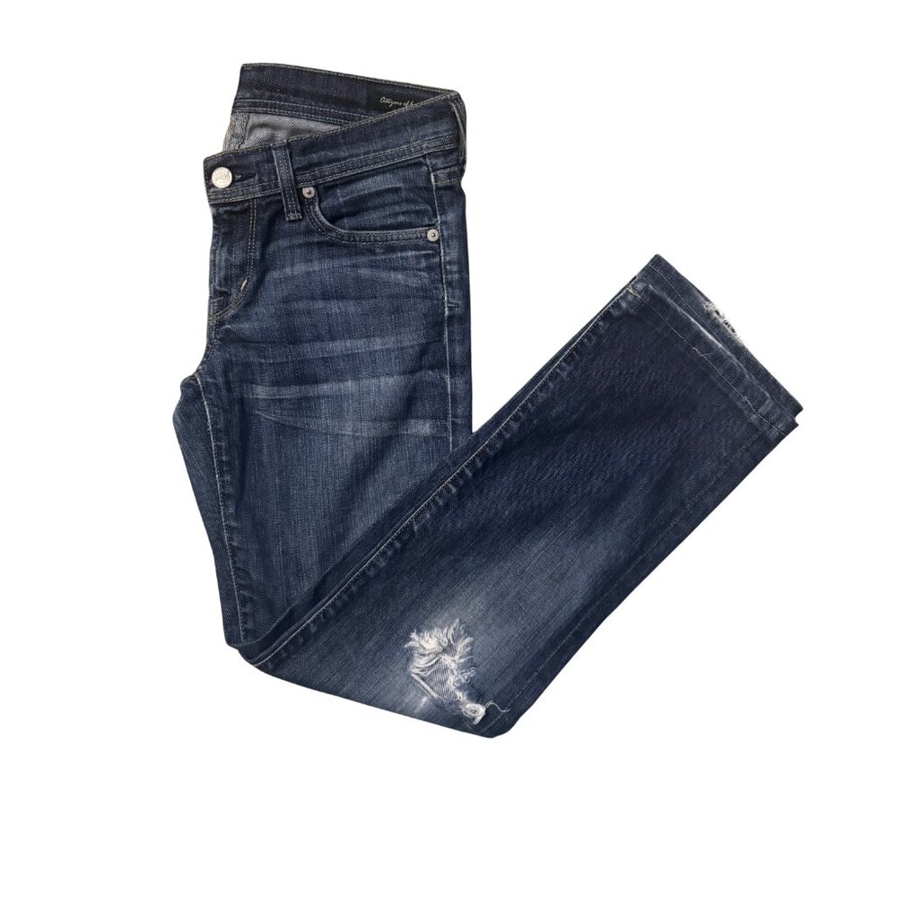 Citizens of Humanity Ava #142 Low Waist Straight Leg Distressed Denim Women's 25